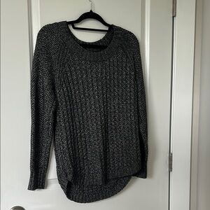 Calvin Klein Black Crew Neck Sweater with Cable Knit Design